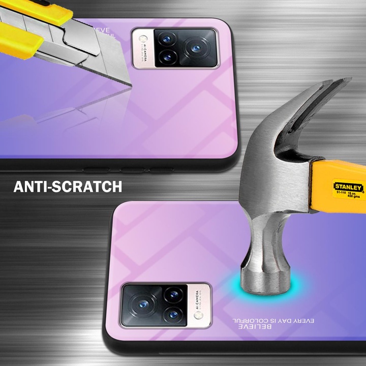 Productafbeelding Cadorabo TPU 2 Kleuren Glazen Hoesje (Vivo V21)