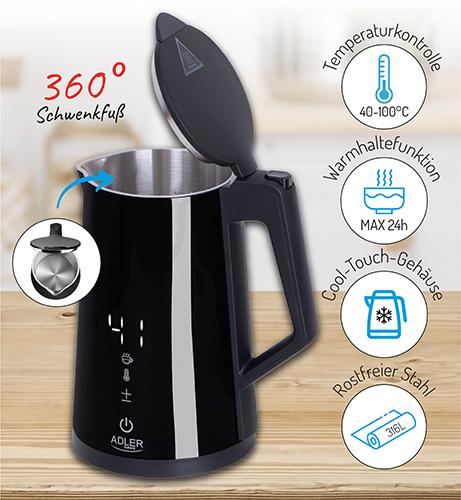 Image du produit Adler AD 1345 electric kettle Noir (1.70 l)