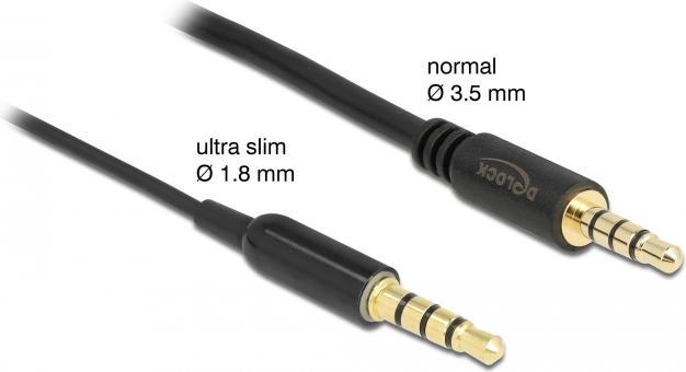 Productafbeelding Delock Audio-verlengkabel jack 3,5 mm 4 pins male naar female Ultra Slim 0,5 m zwart (0.50 m, Uitbreiding)