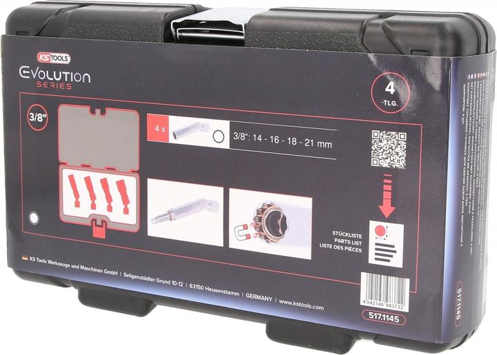 Actual product image KS Tools 517.1145 3/8" Zündkerzen-Stecknuss-Satz magnetisch mit Gelenk