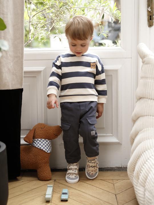 Actual product image Vertbaudet Jungen Baby-Set: gestreiftes Sweatshirt & Cargohose (68)