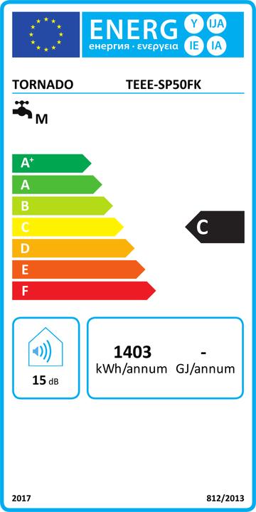 Energie-Label Tornado Wasserboiler TEEE-SP50FK-W / TEEE-SP50FK-W L Weiss