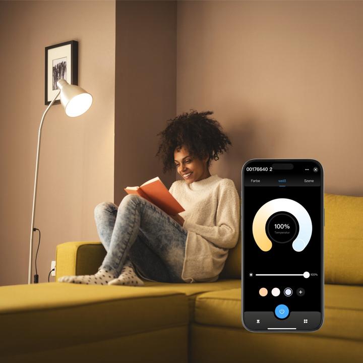 Produktbild Hama Smarte WLAN-LED-Lampe, E27, Matter, 9W, RGBW, für Sprach-/App-Steuerung (E27, 806 lm, 1 x)