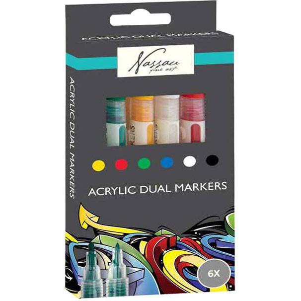 Creative Craft Group, Evidenziatori, TWIN MARKERS ACRYL 6 stk. (6 x)