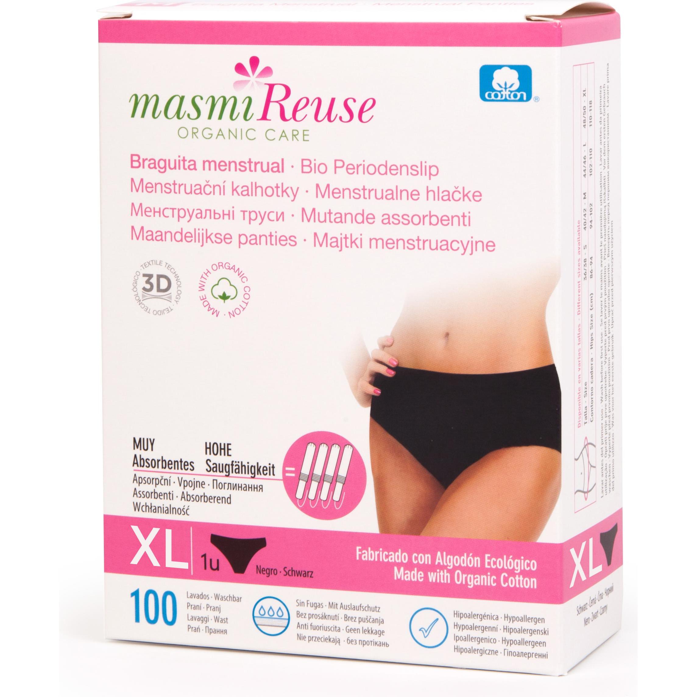 Masmi, Periodenunterwäsche, Bio Periodenslip Grösse XL - Schwarz - Reuse (XL)
