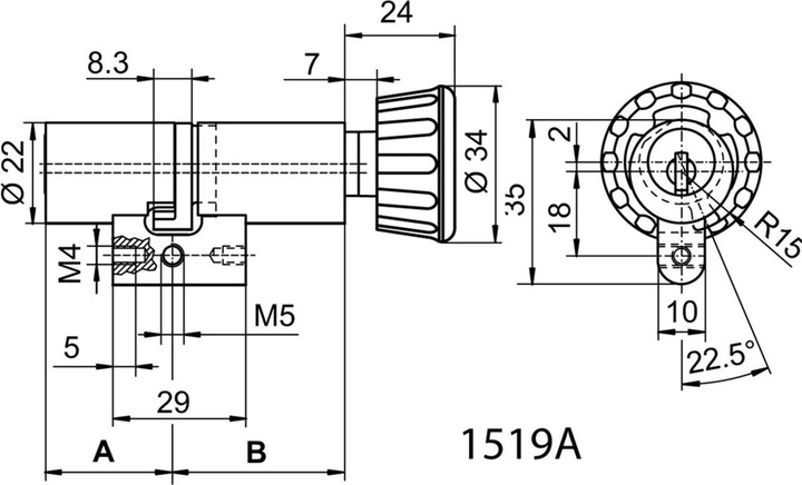 Produktbild Kaba Drehknopfzylinder (Profilzylinder)