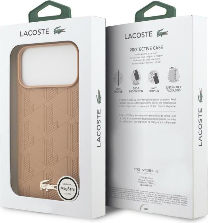 Produktbild Lacoste iPhone 17 Pro Max Back-Cover hul - MagSafe - Monogramme Print With Gold Logo - Rosa (Apple iPhone 17 Pro Max)