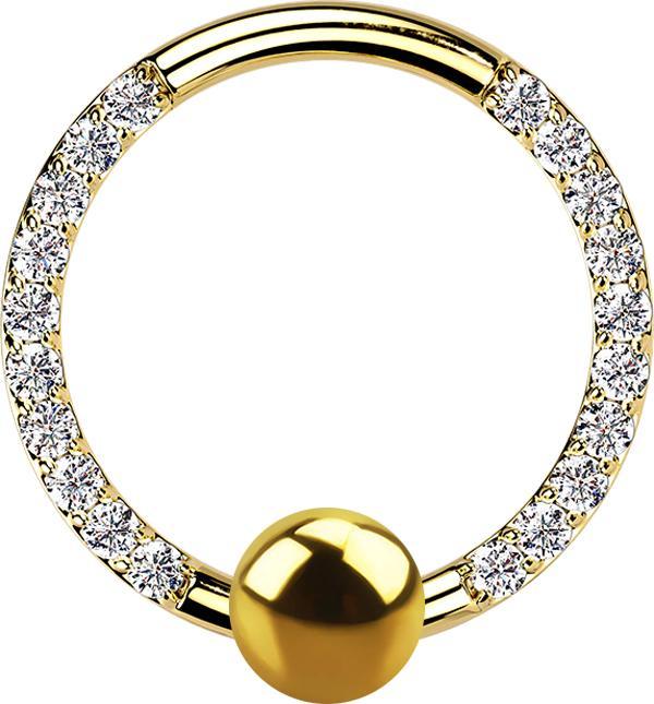 Immagine prodotto Star Piercing Anello di chiusura a sfera placcato oro con cristalli anteriori argento (Titanio, senza ottone)