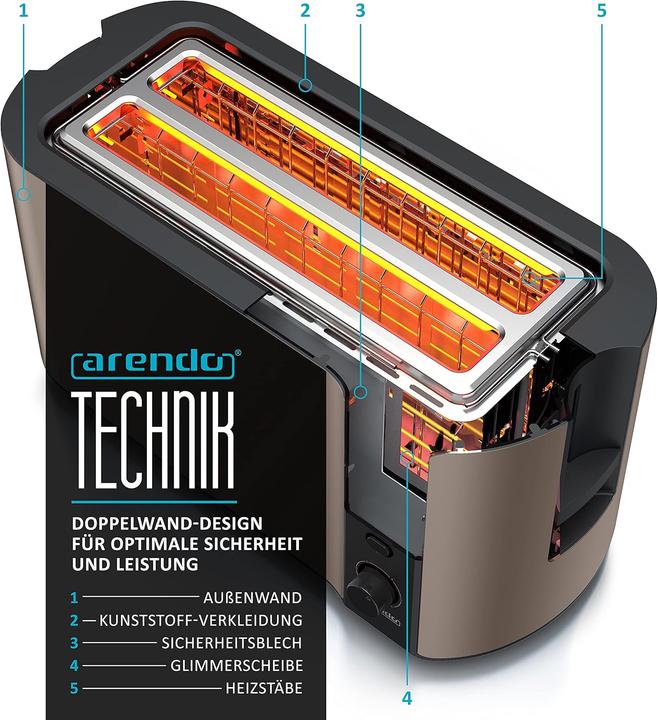 Image du produit Arendo Frukost Langschlitztoaster mit Brötchenaufsatz
