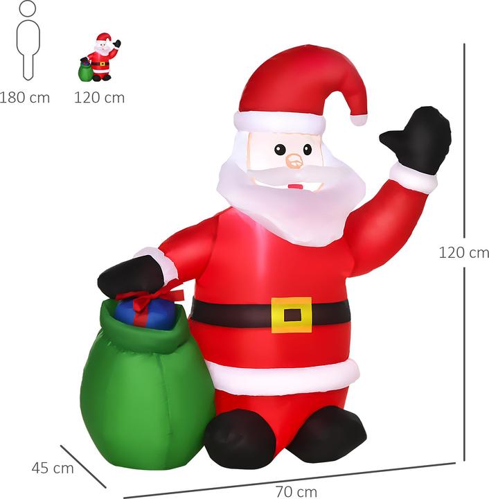 Image du produit Homcom Aufblasbarer Weihnachtsmann 190D Polyester Rot