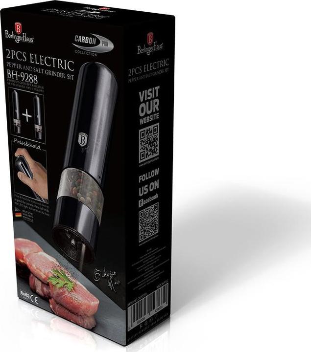 Actual product image BerlingerHaus Elektrische Pfeffer- und Salzmühle 2er-Set Carbon Pro Edition (Nutmeg, Pepper)