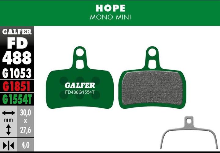 Actual product image Galfer Bike GALFER Brake Pad FD488 Pro "Hope Mono mini" (Hope, Organic (Resin))