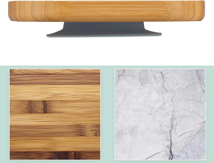 Actual product image Relaxdays - 3-teiliges Kindergeschirr Bambus, Hellbraun/ Grau, 3 x 18 cm