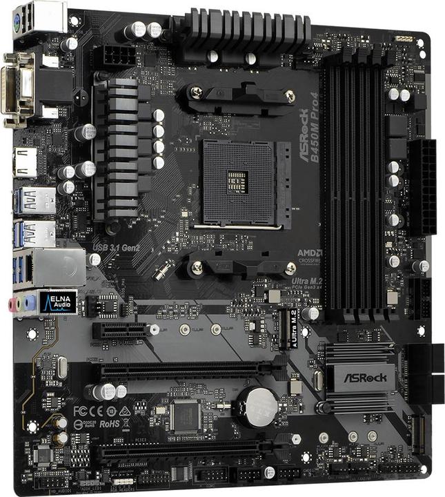 Actual product image AsRock B450M Pro4 (AM4, AMD B450, mATX)
