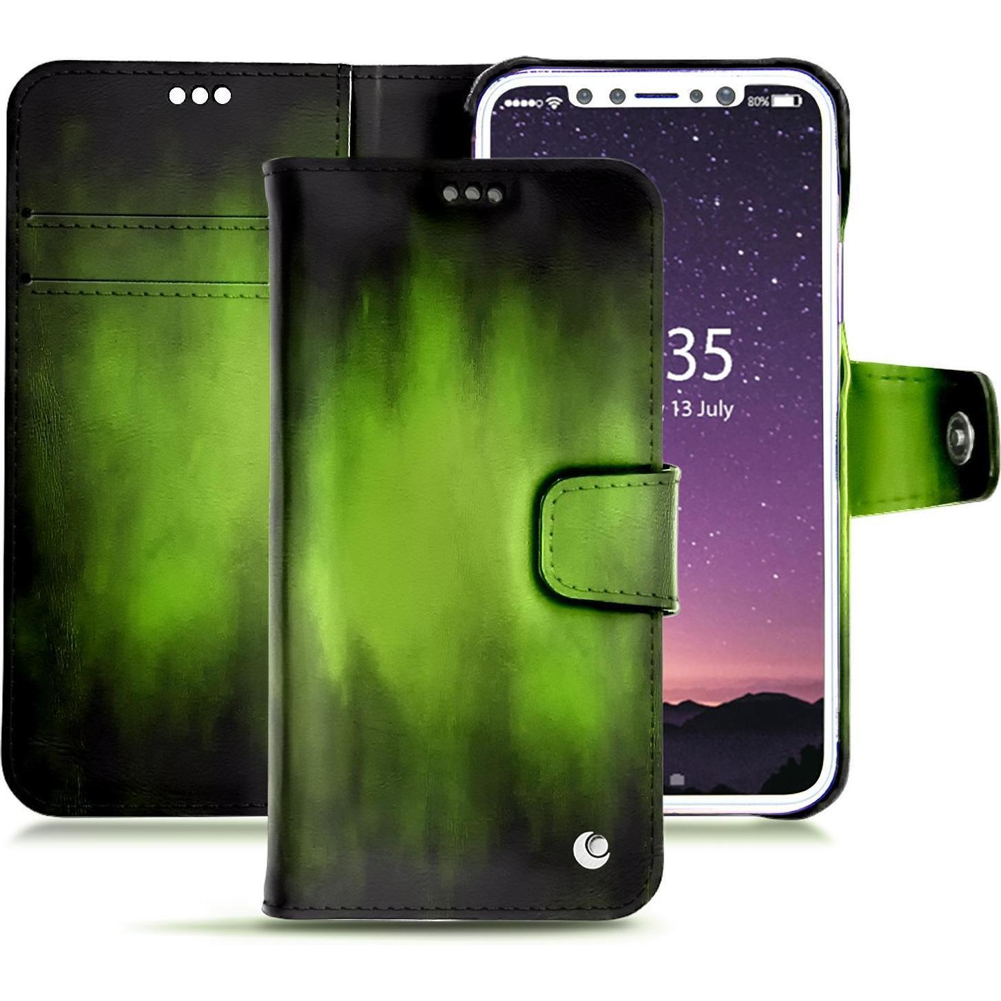 Thumbnail - Noreve Lederschutzhülle Wallet (Apple iPhone XS), Smartphone Hülle, Grün