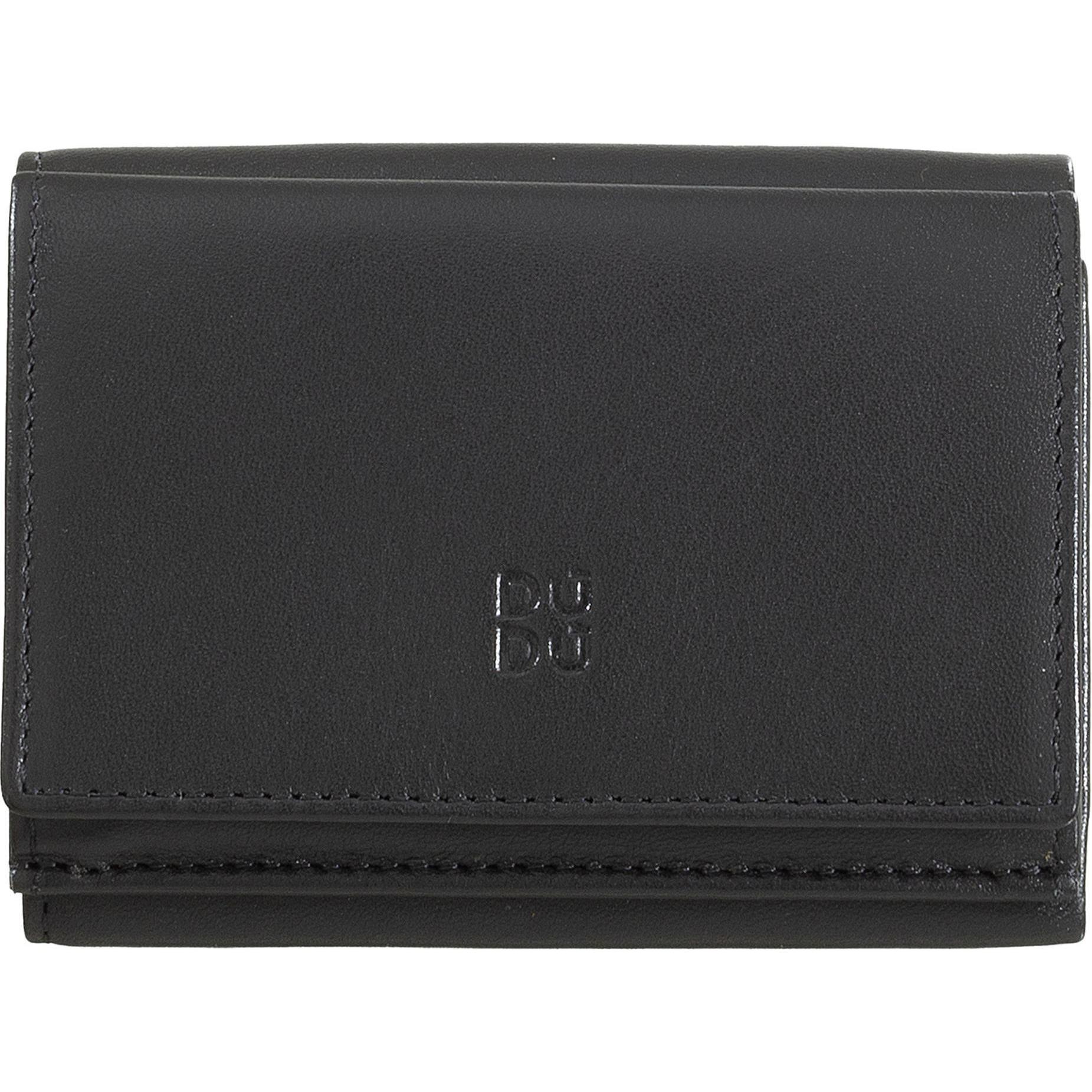 Dudu, Damen, Portemonnaie, Geldbörse Leder 10 cm, Schwarz