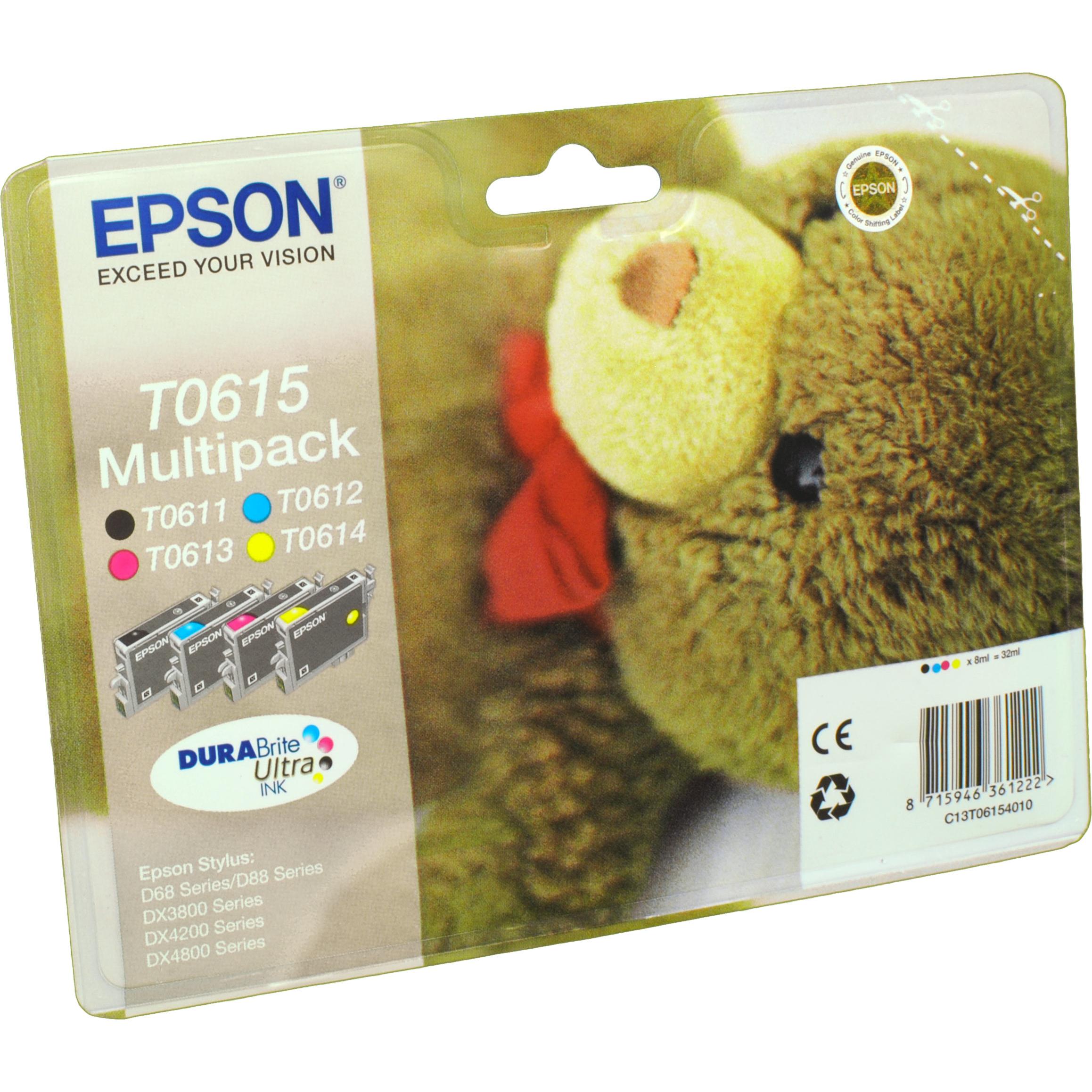 Epson, Druckerpatrone, Multipack T0615 DuraBrite Ultra (M, BK, Y, C)