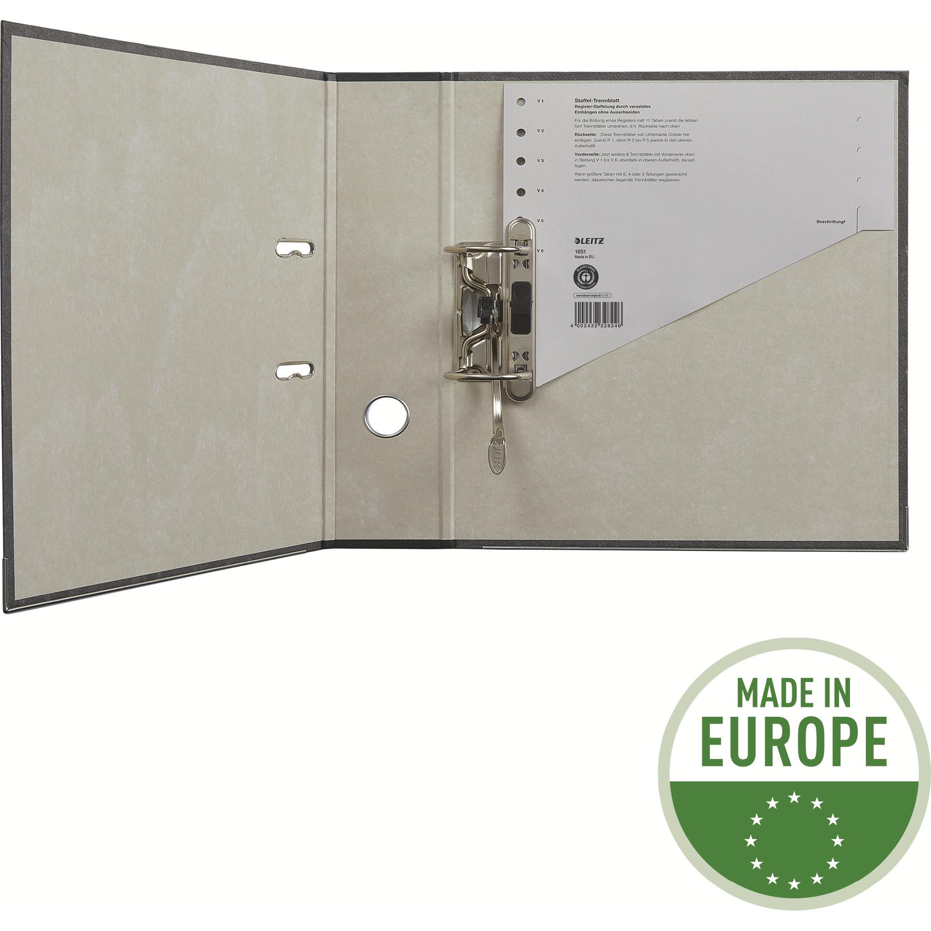 Leitz Staffel-Trennblätter, DIN A4 Überbreite, grau Kraftkarton 200 g-qm, druch gestaffelte Anordnun (1651-00-85)