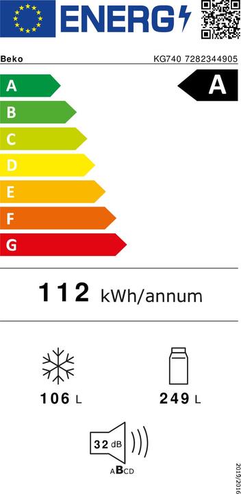 Energie-Label Beko Kühl-Gefrierkombination KG740 (355 l)