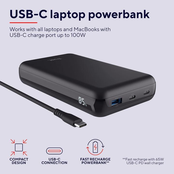 Actual product image Trust Laro 100w Laptop Powerbank (20000 mAh, 100 W, 36 Wh)