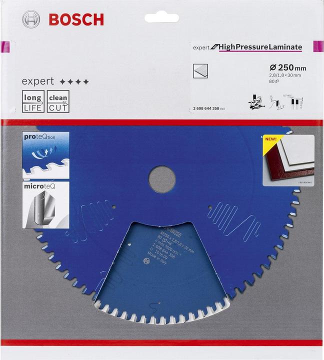Immagine prodotto Bosch Professional Zubehör Lama circolare Expert per laminato ad alta pressione, 250 x 30 x 2,8 mm, 80