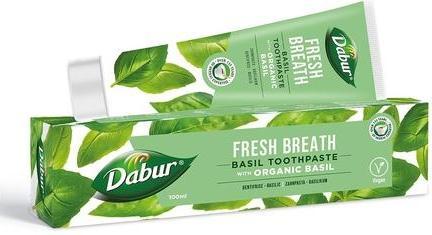 Produktbild Dabur Bio-Basilikum-Zahnpasta für frischen Atem 100ml - Natürliche Zahnpflege mit Bio-Basilikum-Extrakt (100 ml)