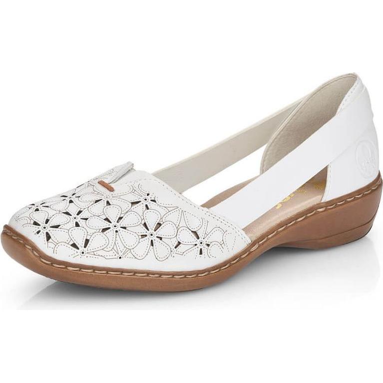 Rieker, Donne, Mocassini, W RKR442B openwork leather shoes white, Bianco, (41)