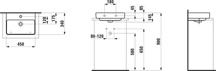 Actual product image Laufen Top unit HWB PRO S special version 450x340mm o ÜL o HL white (340 mm, 450 mm)