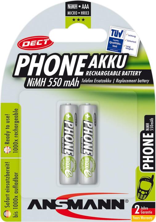 Ansmann Micro (AAA) battery NiMH DECT max (2 pcs., AAA, 550 mAh)