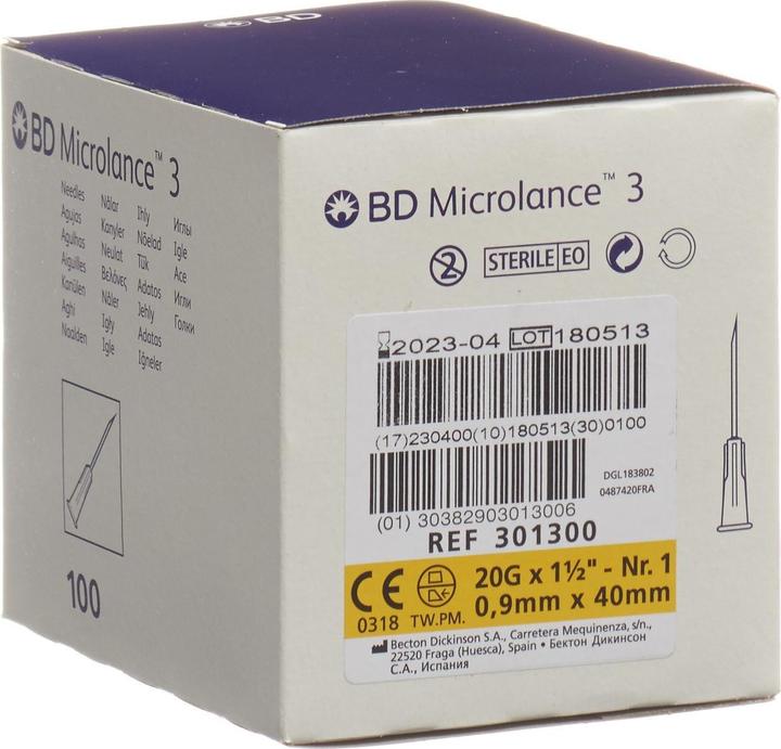 Produktbild BD Microlance 3 Injektion Kanüle 0.90x40mm gelb 100 Stk
