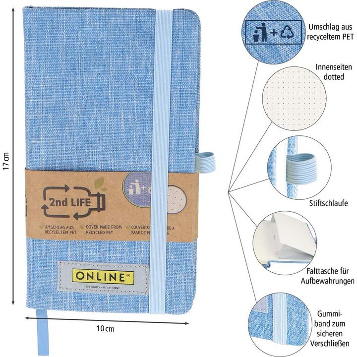 Actual product image Online Notebook 2nd Life A6, Dot, Blue (A6, Dotted, Hardcover)