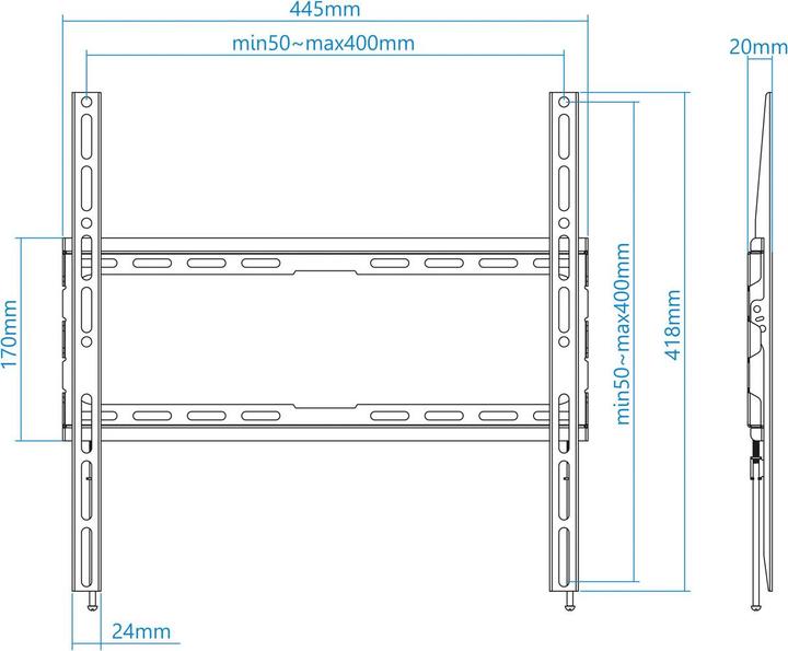 Actual product image Tooq Technology LP1070F-B TV mount 177.8 cm (70" ) Black (Wall, 70", 45 kg)