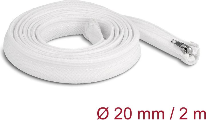 Actual product image Delock Braided hose with zipper heat resistant 2 m x 20 mm white (Cable conduit, 200 cm)