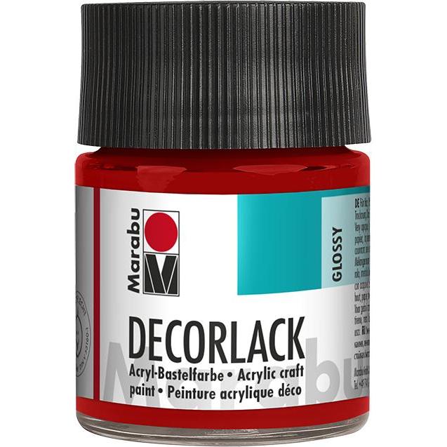 Marabu, Künstlerfarbe + Bastelfarbe, Decorlack Acryl geranie (Rot, 50 ml)