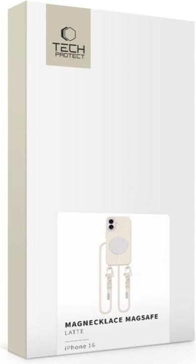 Actual product image Tech-Protect MagNecklace MagSafe Case with Lanyard for iPhone 16 - Beige (Apple iPhone 16)