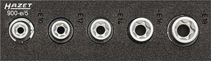 Produktbild HAZET TORX Steckschlüssel Satz ∙ 1/12 900-E/5 ∙ Vierkant12,5 mm (1/2 Zoll) ∙ Aussen TORX Profil ∙ …