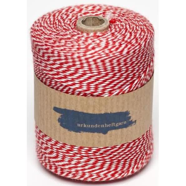 csk kontorbedarf Urkunden-Heftgarn rot/weiss Rolle ca. 360m, Garn + Wolle, Rot