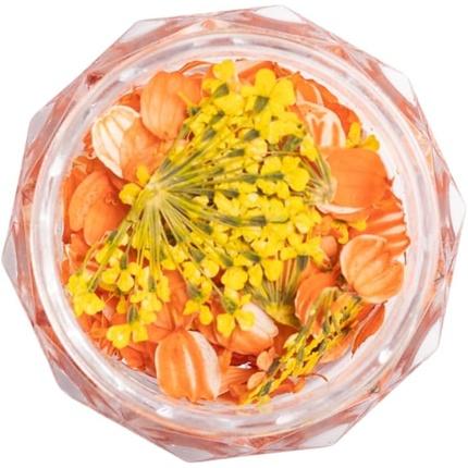 Semilac, Nail art + Unghie finte, Flower Flakes Golden Sunset Golden & Orange Nail Decoration - Dried (Oro e arancio)