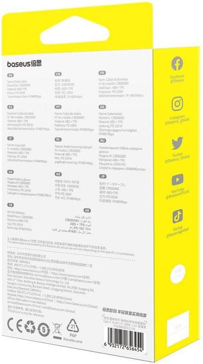 Actual product image Baseus USB type C - Micro USB B, Lightning, USB type C (1.10 m, USB 2.0, 100 W)