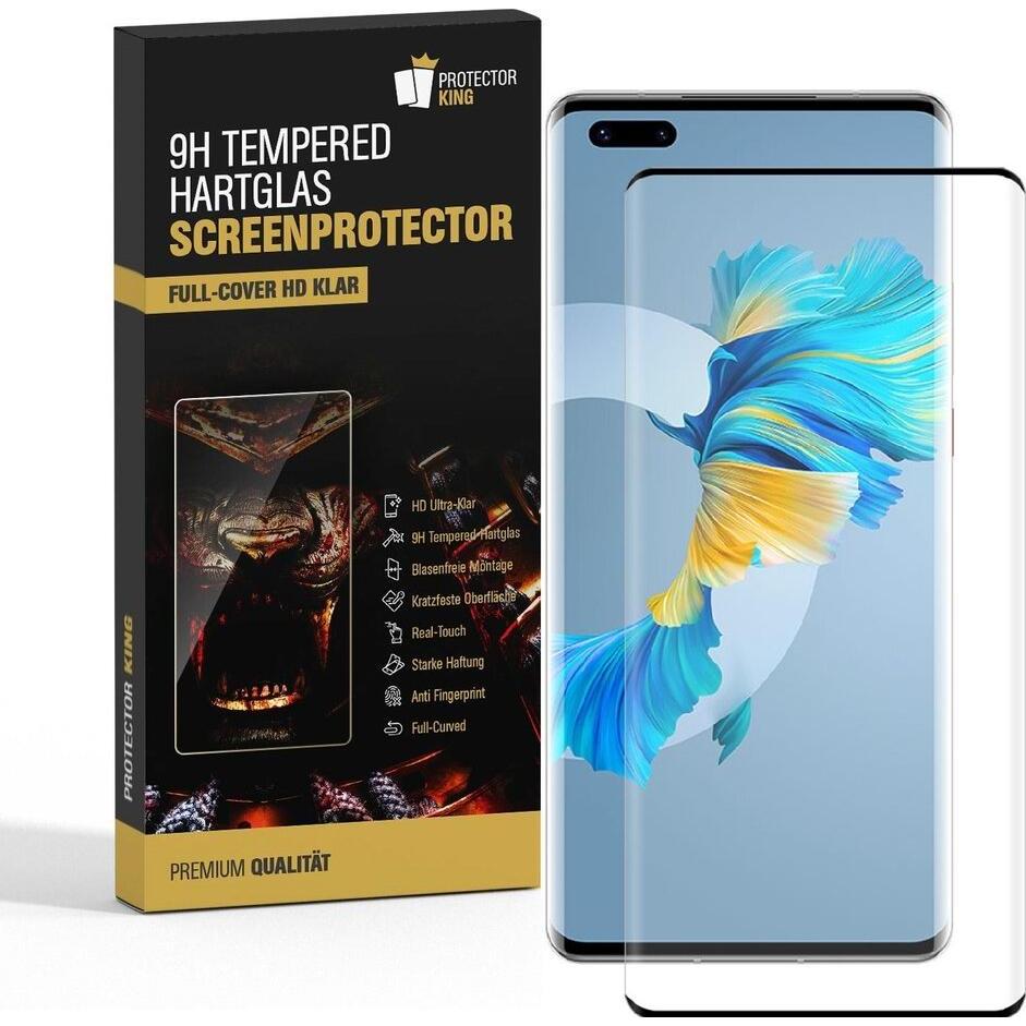 Protectorking 1x echtes Tempered 9H Panzerhartglas 3D KLAR (1 Stück, Huawei Mate 40), Smartphone Schutzfolie