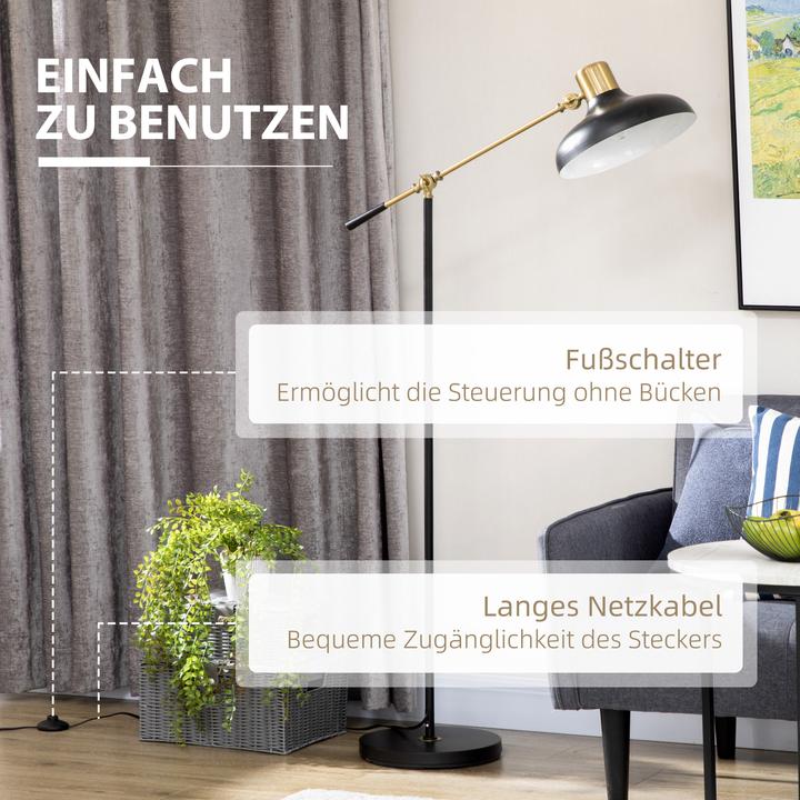 Immagine prodotto Homcom Lampada da terra, lampada da terra regolabile in altezza, lampada da terra orientabile da 40 W (E27)