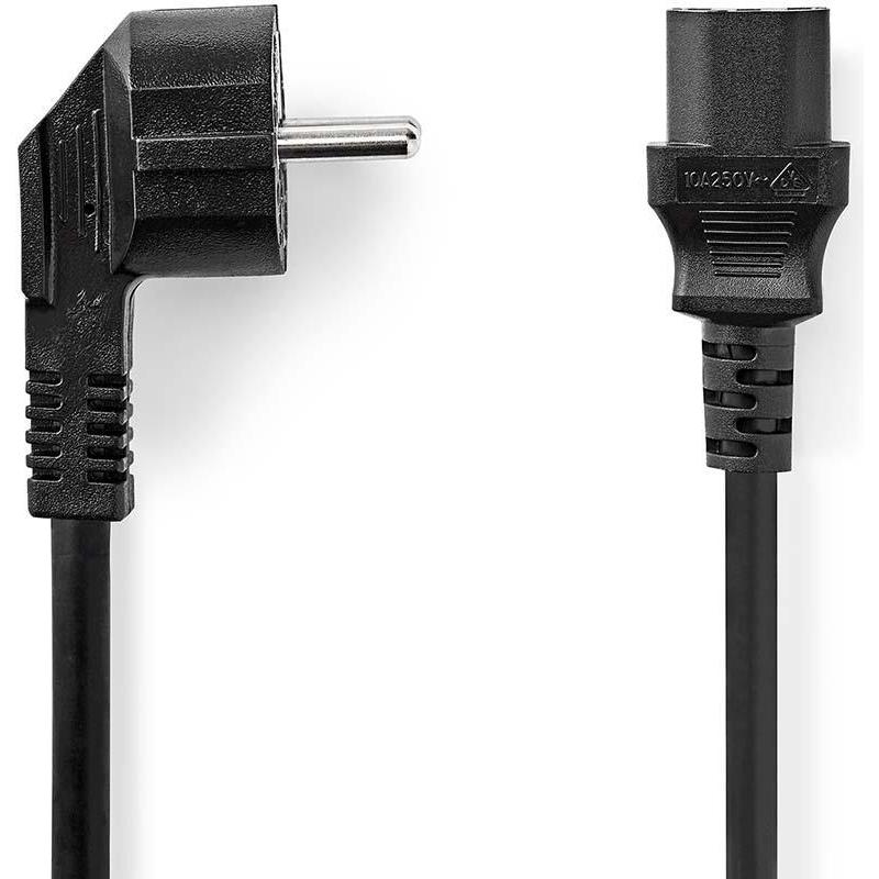 Nedis Stromkabel Schutzkontaktstecker IEC-320-C13 Abgewinkelt Gerade Vernickelt 5.00 m (5 m), Stromkabel