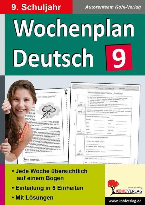 Produktbild Wochenplan Deutsch / Klasse 9 (Deutsch, Autorenteam Kohl-Verlag, 2016)