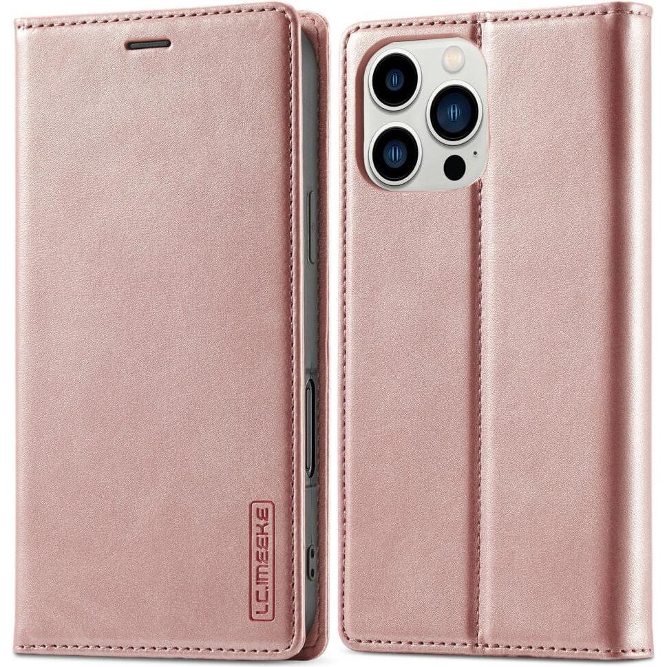 LC.Imeeke iPhone 16 Pro - Flip Case Vintage (Apple iPhone 16 Pro), Smartphone Hülle, Rosa