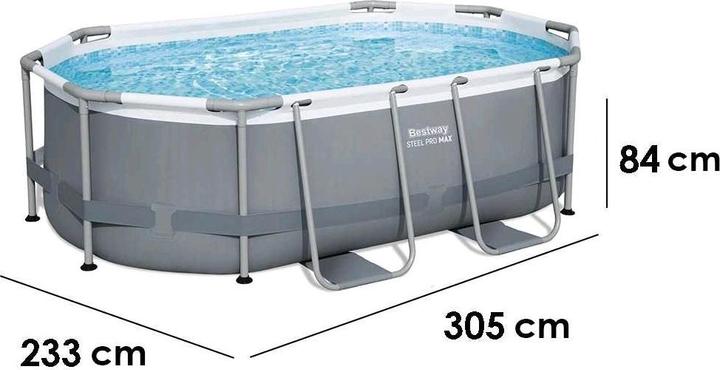 Produktbild Bestway Steel Pro MaxOvalpool und 16 W Filterpumpe (305 x 200 x 84 cm)