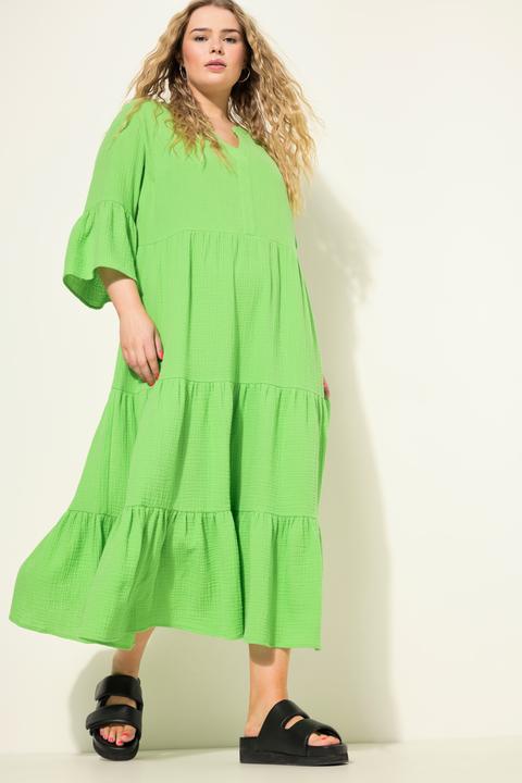 Produktbild Studio Untold Maxikleid, A-Line, Musselin, Stehkragen, Volants, 3/4-Ärmel (42, 44)