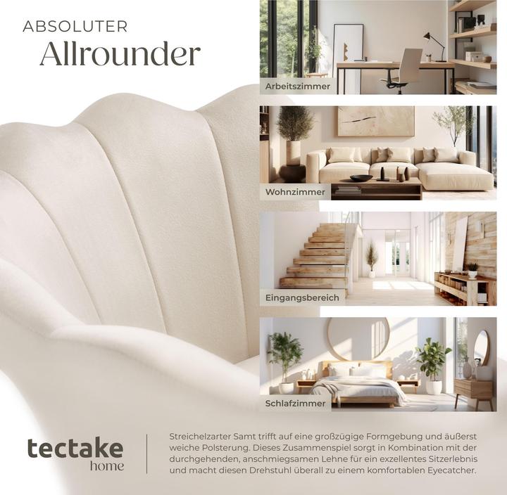 Actual product image tectake Desk chair Stella velvet, upholstered,double castors (47 - 57 cm)