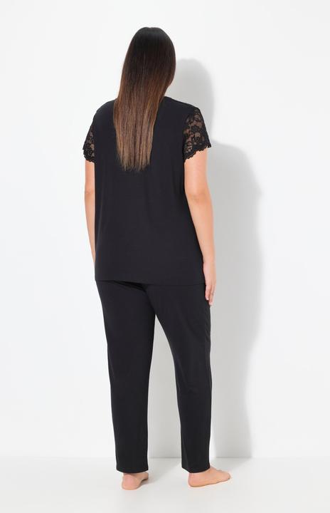 Actual product image Ulla Popken Lace Panel Two Piece Pajama Set (60)