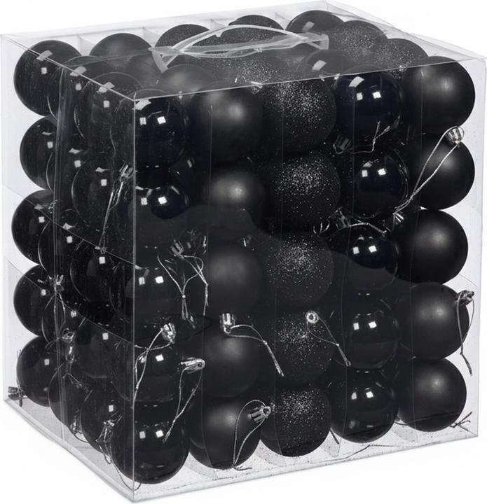Productafbeelding Relaxdays - Weihnachtskugeln im 100er Set, Schwarz/ Silber, 7 x 6 cm (100x)