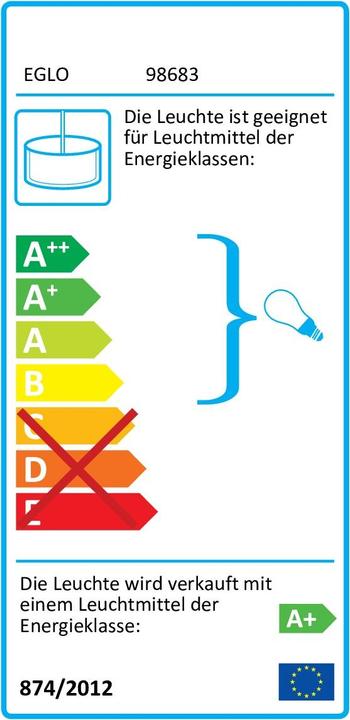 Energie-Label EGLO Pendelleuchte PERPIGO 5x GU10, Schwarz/Weiss (GU10, 400 lm)